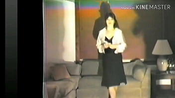 Preview 2 of Lady Dee Footjob - vintage 1989 vhs wife stripping for me