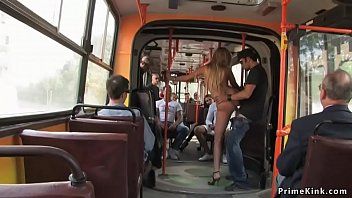 Preview 4 of Me Force Fucking My Boss - Handcuffed blonde anal fucked in public bus