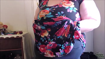 Preview 1 of Mon And Son Xxvidou - Amateur BBW fatstonerchick shows off her huge tits