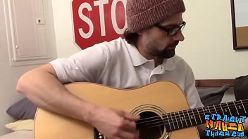 Preview 1 of Mom Slipping Xxxson - Straight man plays the guitar before playing with his cock