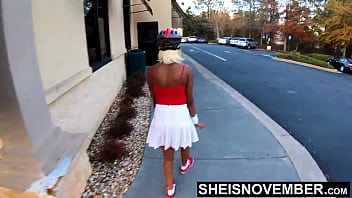 Preview 4 of Classroom Kay - Public Nudity Bicycle Riding Babe! Upskirt Under View Of Brown Booty Cheeks Closeup,  Tiny Cute Ebony Babe Msnovember Bubble Butt Flashing,  Public Exposure Erotic Fetish On Sheisnovember