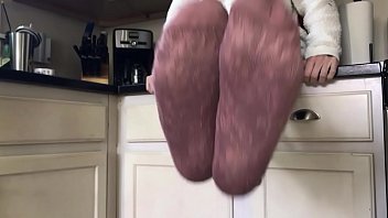 Preview 2 of Azalina Kluang - Sissy in socks and leggings playing on the counter
