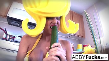 Preview 2 of Bbb Xxx Videod - Surreal Kitchen dress up with Abigail and her giant cucumber