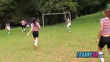 Preview 2 of Fouthy Anal - Top soccer TRANNIES with HUGE cocks slam the REFEREE&#039_s straight ass
