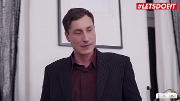 Preview 2 of Husband Sucks Bull - LETSDOEIT - Redhead Office Babe Anny Aurora Pussylicked And Fucked