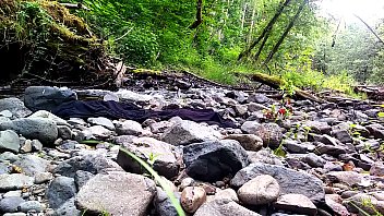 Preview 1 of Fere Sxx - Fat Hippie redhead masturbating by a creek naked PUBLIC velma voodoo
