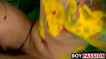 Preview 4 of Gangbang Rape Of Eva Angelina - Slim twink boyfriends exchange blowjobs until spilling cum