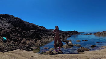 Preview 3 of Helps Dad - TRAVEL NUDE - Young russian nudist girl Sasha Bikeyeva  on the wild coast ocean