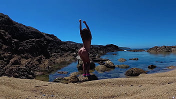 Preview 4 of Helps Dad - TRAVEL NUDE - Young russian nudist girl Sasha Bikeyeva  on the wild coast ocean
