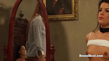 Preview 2 of Findvideo De Sexe Gratui - Two Tied Up Lesbian Slaves Whipped While Madame Masturbates