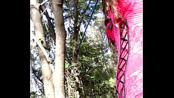 Preview 4 of Japanese Wife Sun - Transvesty Crossdresser slave of Mistress Ama Clea in public park video 1 humiliated cock craving slut leashed to tree wants real cock loves blowjobs