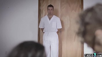 Preview 2 of Agree Orgy - Troubled psych patient teen has MMF fuck with doctors
