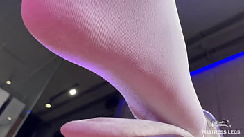 Preview 3 of Hentai The Simpsons - Goddess in white nylon thigh-high socks dangles shoe on her foot