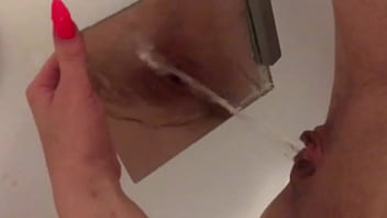 Preview 3 of Sleeping Sister Nylon Cum Feet - Polish girl pissing on the mirror