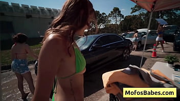 Preview 2 of Kerala Girls Sex Vedio - Blondie slut suck huge dick and get fucked from behind at a carwash fundraiser (JC Wilds,  Johnny Love)