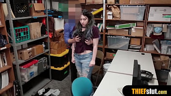Preview 3 of Gay Lund Big - Busty teen shoplifter rough fucked doggystyle on CCTV