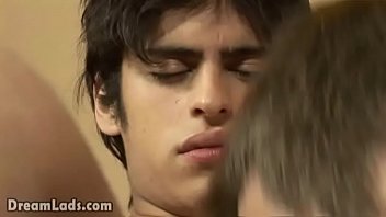 Preview 1 of Jamie Young Threesome - Couple of young twink lovers messing on the bed