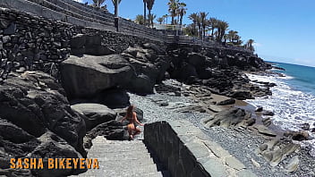 Preview 2 of Big Ass Granny Sex - PISS PISS TRAVEL - Russian Girl in a micro bikini pees in public on Gran Canaria