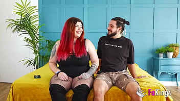 Preview 2 of Juicy Fanny - Couples today! Hot BBW redhead Leia introduces us to her boyfriend before banging him