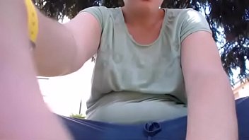 Preview 2 of Daughter Helps Dad With Erection - Nicoletta completely destroys her pants in a public garden and pisses on herself