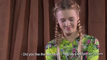 Preview 1 of Xxx Mhak - Cute teen Rita Mochalkina plays with her hairy pussy