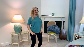 Preview 1 of Lesbian Vibrator Tied Up - Stepson helps stepmom make an exercise video - Erin Electra