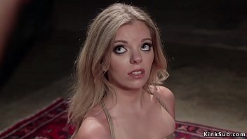 Preview 1 of African Mom Sex Son - Shaved petite blonde fucked in bondage