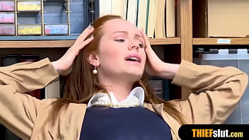 Preview 2 of Aries Gay - Cute Irish redhead amateur shoplifter rough fucked