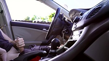 Preview 1 of Datin Salina - Guy watches other guy stroke his cock in the car while in public