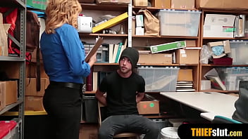 Preview 1 of Fcukin At The Club - Hot blonde MILF female security guard fuck a thief guy