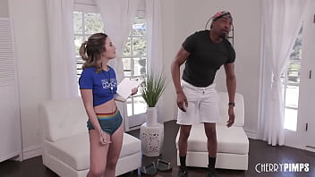 Preview 1 of Sex With Brother Vip - Working Out A Big Black Cock with Fit Petite Blonde Chanel Camryn Riding Isiah Maxwell Cowgirl