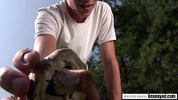 Preview 1 of Gaped Till Squirt - Desperate Granny Ilona Finds a Welcome Surprise Hard Dick at The Field