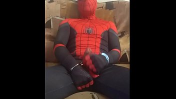 Preview 3 of Periods Porn - gay spiderman solo spandex suit