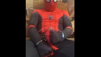 Preview 4 of Periods Porn - gay spiderman solo spandex suit