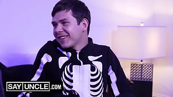 Preview 2 of X Video Com Xxx - Twink StepSon Needs StepDaddy Dick to Feel Safe ~ A FamilyDick Halloween Special