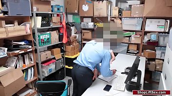 Preview 1 of Man Eats His Own Cum - Teen shoplifter lets officer fuck her