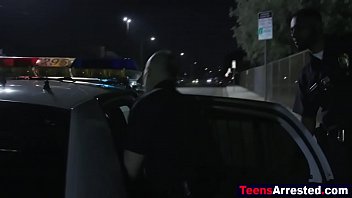 Preview 2 of Angelika Valentina - Hot teen shoplifter bribes sleazy cop with a blowjob &amp_ fuck