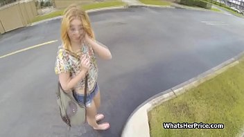 Preview 1 of Xxxii Video Mother And His Son - Parking lot blowjob for money done by perky blonde