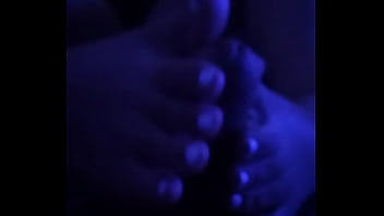 Preview 2 of Threesome Boobjob - My wife giving a foot job