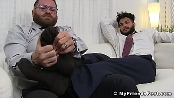 Preview 3 of Mature Chubby Public - Hot hunk in a classy suit sole worshiped by coworker