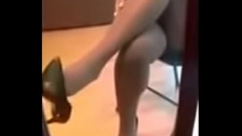 Preview 4 of Bog Cock For A Small Teen - Brown &#039_No Nonsense&#039_ Pantyhose Crossed Legs &amp_ Dangle Tease