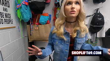 Preview 1 of Mia And Sammy - Cute teen Emma Rosie got caught stealing and fucks with the security guard hoping not to go to jail