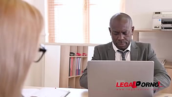 Preview 1 of Lesbian Bbw Bellybutton - Petite secretary Veronica Leal goes for his big black cock in the office GP745