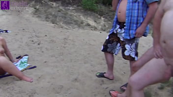 Preview 1 of Sssh Movies - Sperm and piss bitch gets public on a bathing lake,  the mouth stuffed! Dirty used by 40 men as cum and piss toilet! Part 1