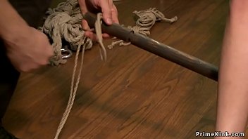 Preview 3 of Pissy 1990 Com Mp4 - Small tits petite blonde vibed in hogtie