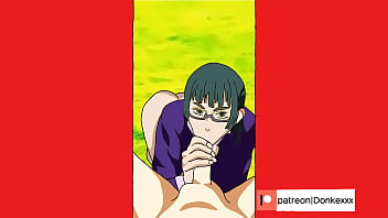 Preview 3 of Black Softcore Celebrity - Maki Zenin gets fuck by Yuta after training