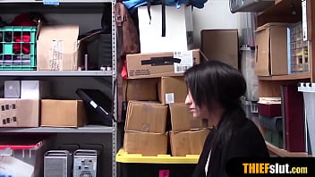 Preview 1 of Full Movies Wife Mom - Cute brunette shoplifter teen rough fucked on CCTV