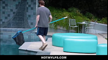 Preview 1 of Xxxx American Porn Star Video - Horny Big Tits MILF Seduces Big Dick Pool Boy