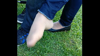 Preview 3 of Sunny Leaon Xxxx Video - shoeplay and dipping with tan nylons and flats