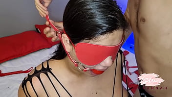 Preview 2 of Sonny Leaon Xxx Hd - Pregnant bondage with blindfolds tied hands receives a very hard fuck with cum in mouth - Savannah Watson